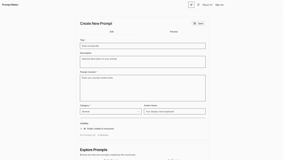 Vista previa de Prompt Maker